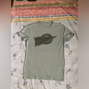 🌾Lucky Brand Sage Green Graphic Logo Short Sleeve Tee